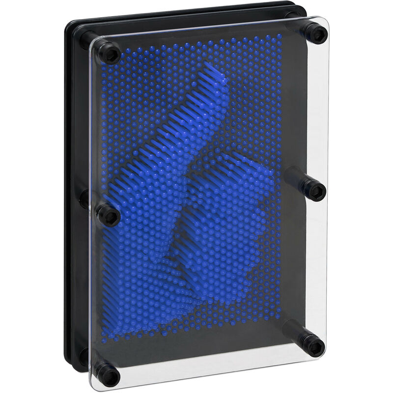 foto del prodotto pin art 3d, board pins per sculture, pinpressions, gioco con i chiodini modellanti, h x l 13x18 cm, blu relaxdays