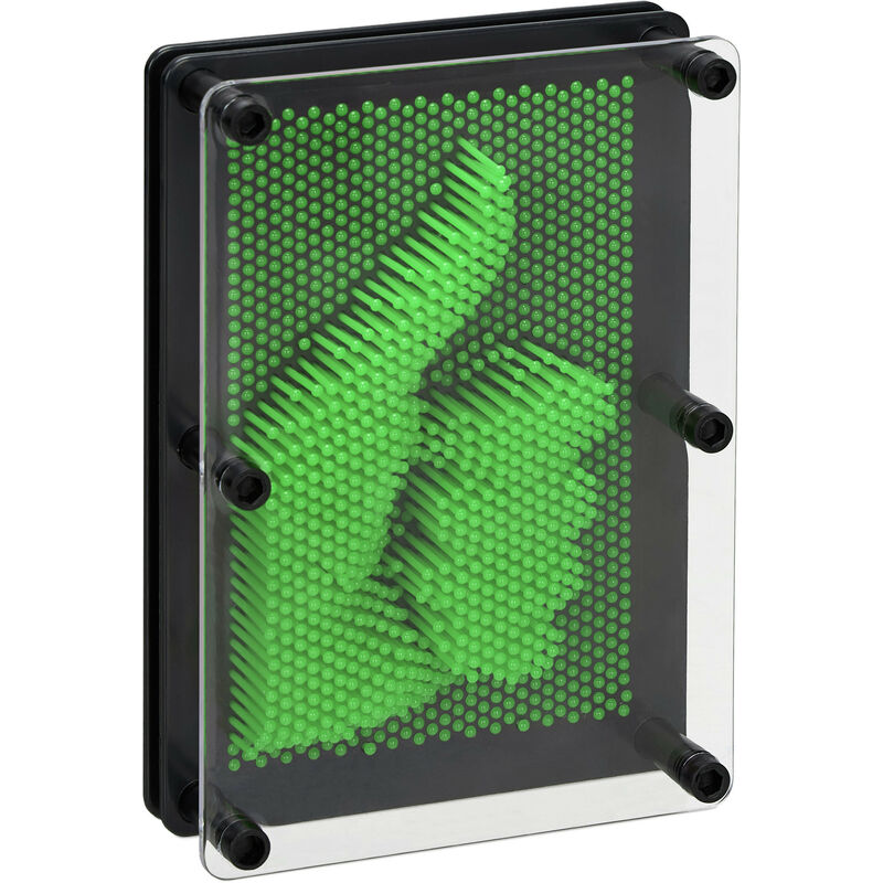 foto del prodotto pin art 3d, board pins per sculture, pinpressions, gioco con i chiodini modellanti, h x l 13x18 cm, verde relaxdays