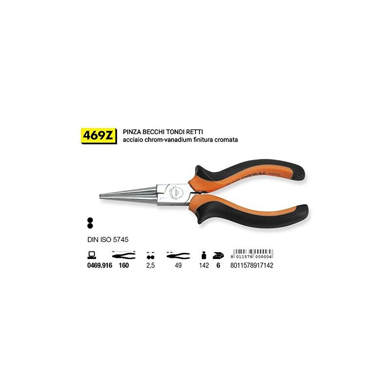 foto del prodotto pinza a becchi tondi retti 160mm art. 0469.916 mundial