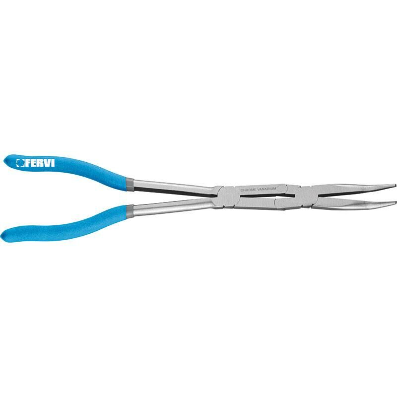 foto del prodotto pinza a becco lungo doppio snodo 45 gradi 335 mm fervi 0872 pcd