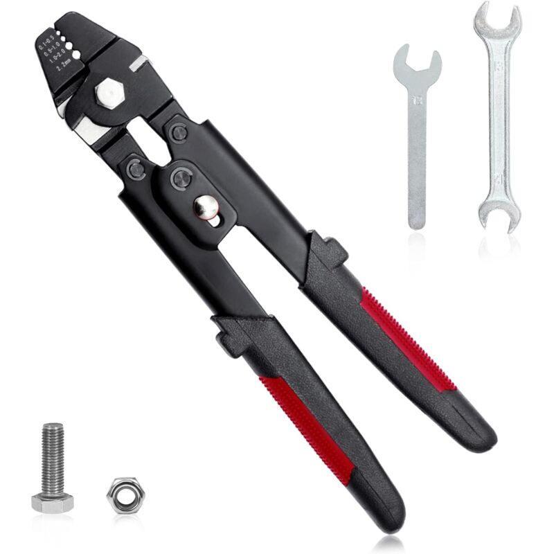 foto del prodotto pinza a crimpare da 10 pollici pinza a crimpare in acciaio inossidabile per lenza manicotti a crimpare in alluminio rame 0,1 mm 2,2 mm