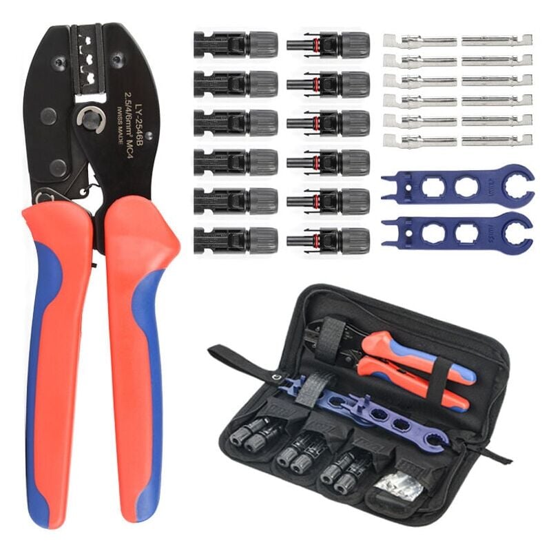 foto del prodotto pinza a crimpare per connettori fotovoltaici mc4, utensile manuale, 28 pezzi