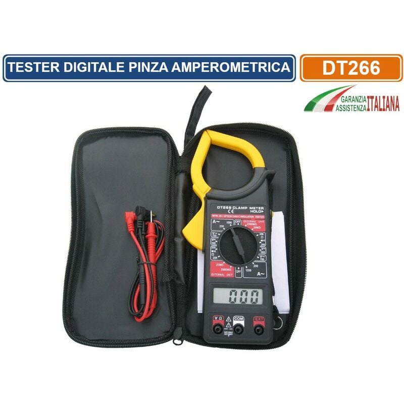 foto del prodotto pinza amperometrica digitale tester tensione ac dc multimetro con puntali