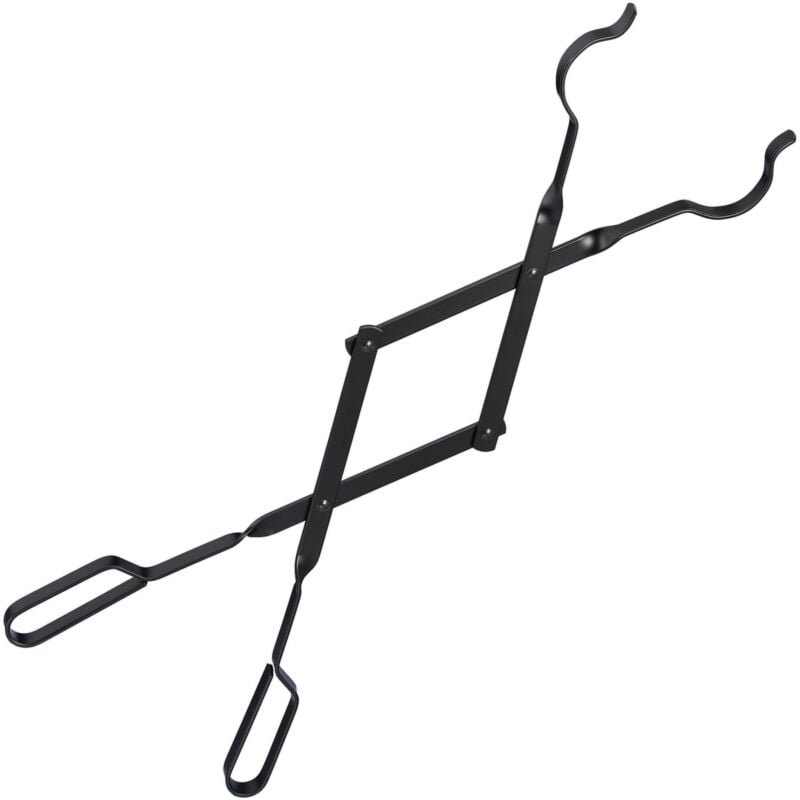 foto del prodotto pinza camino a legna lunga, attrezzo da caminetto o stufa 66,5 cm, attizzatoio, utensile in acciaio, nero relaxdays