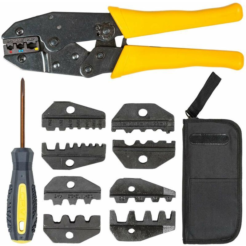 foto del prodotto pinza crimpatrice 5 in 1, pinza per elettricisti, pinza a cricchetto, pinza a becchi lunghi, pinza crimpatrice, spelafili