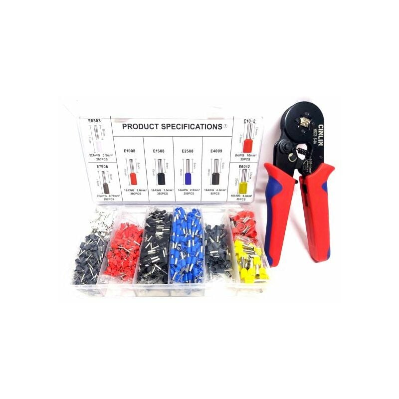 foto del prodotto pinza crimpatrice capicorda terminali 1200pz da 0,25 10 mm x elettricista