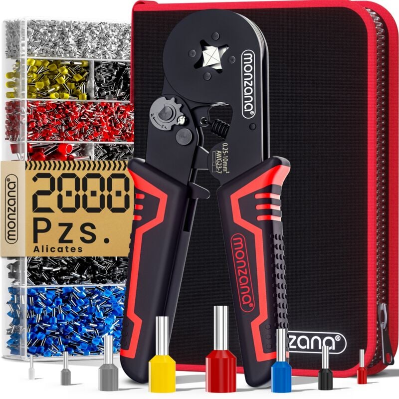 foto del prodotto pinza crimpatrice con set 2000 capicorda 0,25 10mm pinza a compressione crimpatrice capicorda monzana