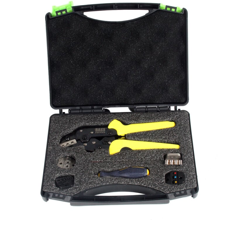 foto del prodotto pinza crimpatrice, pinza per connettori con matrici, set da 5.