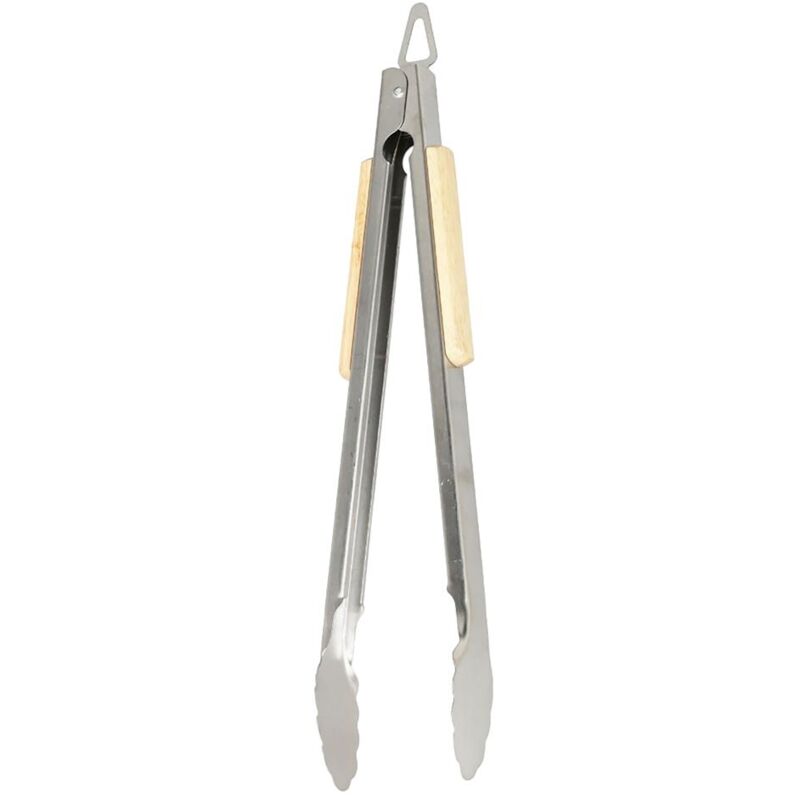 foto del prodotto pinza da barbecue in acciaio inossidabile con manico in legno 50,5 cm bbq