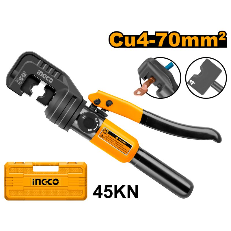foto del prodotto pinza di crimpatura idraulica 4 70mm cavi terminali ingco hhct0170