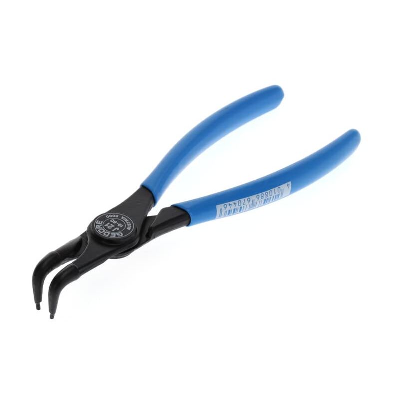 foto del prodotto pinza di montaggio per anelli di sicurezza esterni, pinza 90 , becchi inclinati a 90 , diametro albero 19 60 mm, diametro punte 1.8 mm, acciaio, 8000