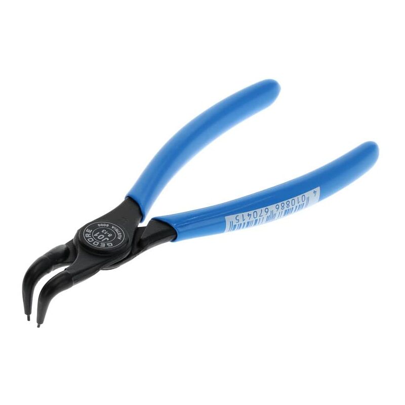 foto del prodotto pinza di montaggio per anelli di sicurezza esterni, pinza 90 , becchi inclinati a 90 , diametro albero 8 13 mm, diametro punte 0.9 mm, acciaio, 8000