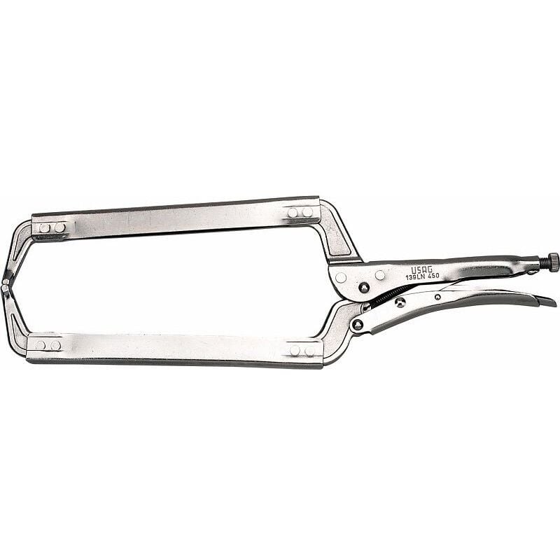 foto del prodotto pinza grip autobloccante a pressione, ganasce lunghe collo di cigno usag 139 ln