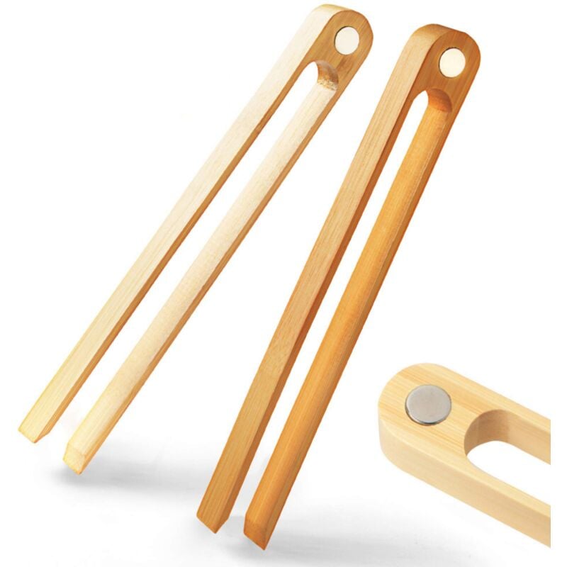 foto del prodotto pinza magnetica per tostapane in bamb pinza per il pane in legno lunga 22 cm per la cucina accessori da cucina moderni, ecologici e salvaspazio per