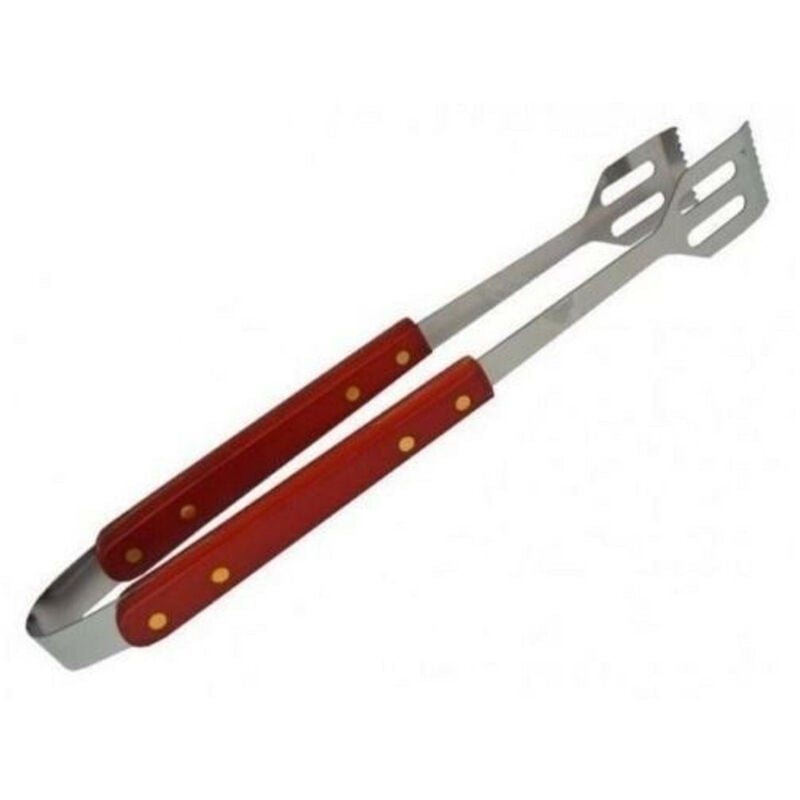 foto del prodotto pinza per barbecue in acciaio con manico legno griglia attrezzo bbq trade shop traesio