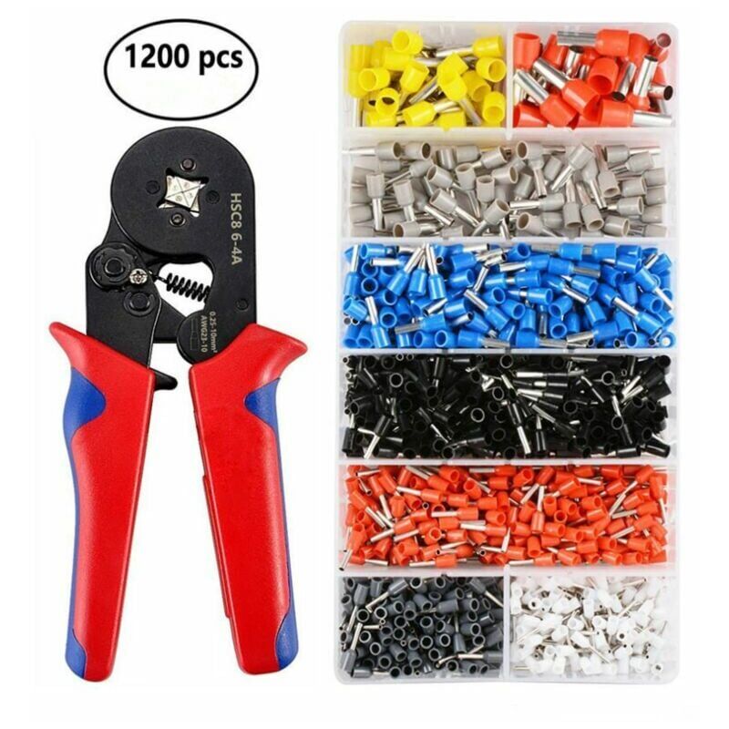 foto del prodotto pinza per crimpatura di terminali elettrici kit autoregolante di 1200 terminali isolati da 0,25 mm a 10 mm 