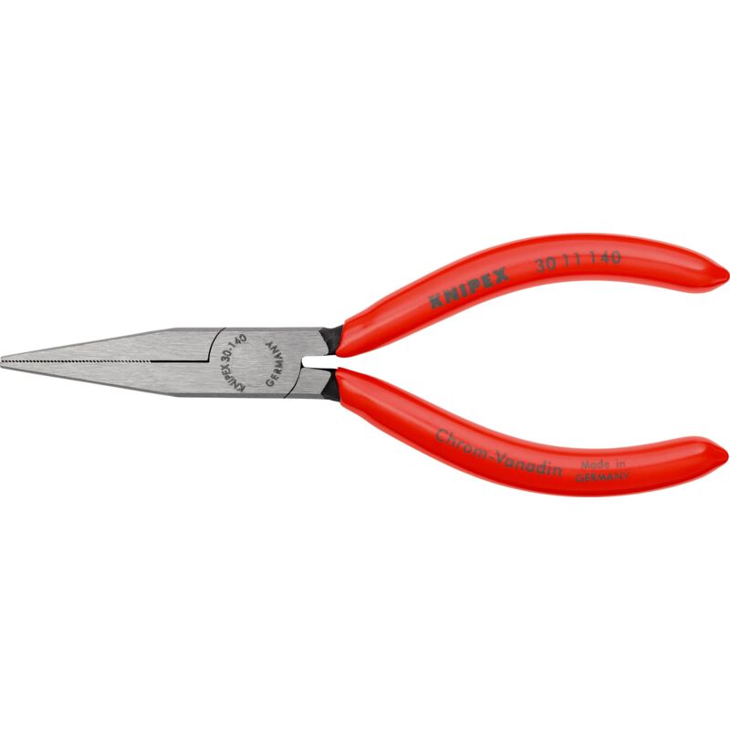foto del prodotto pinza per meccanica a becchi lunghi bonderizzata nera, rivestiti in resina sintetica 140 mm confezione self service blister 30 11 140 sb knipex