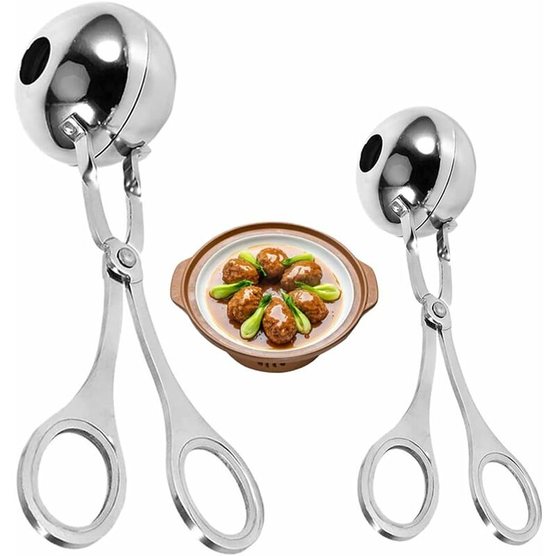 foto del prodotto pinza per polpette in acciaio inossidabile, popolare pinza per gelato per polpette per torte, cucchiaio per biscotti da cucina 2 pezzi piccolo,
