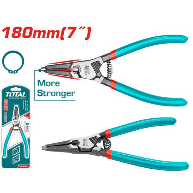 foto del prodotto pinza seeger anelli elastici esterni becchi dritti testa dritta 180mm total