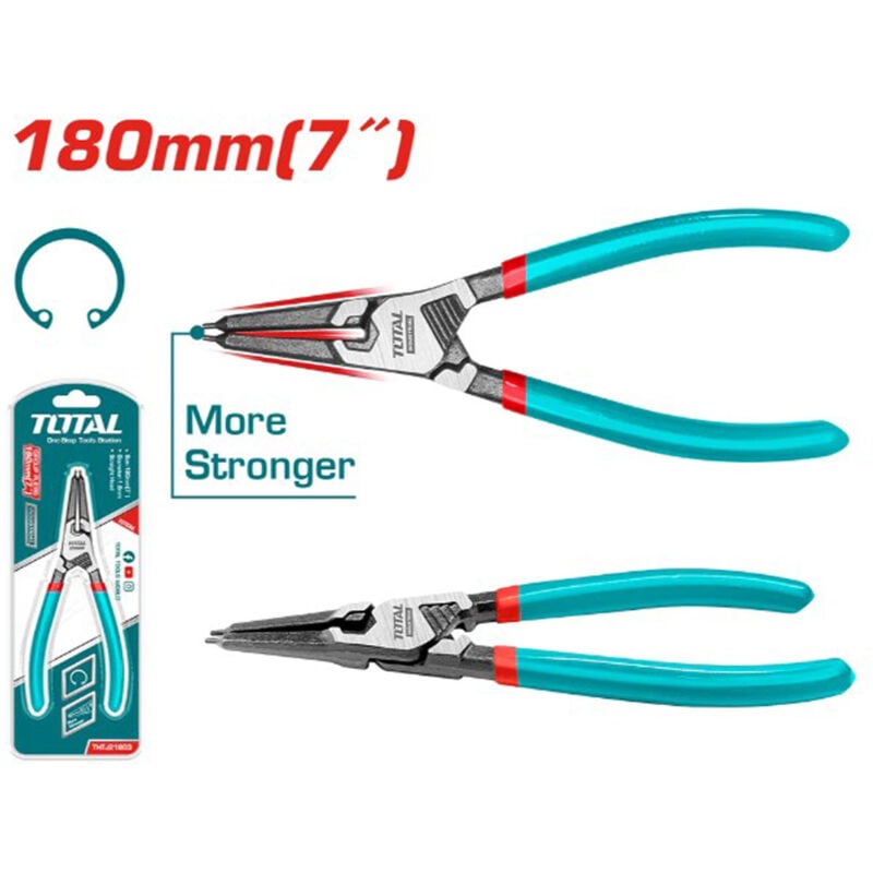 foto del prodotto pinza seeger anelli elastici interni becchi dritti testa dritta 180mm total