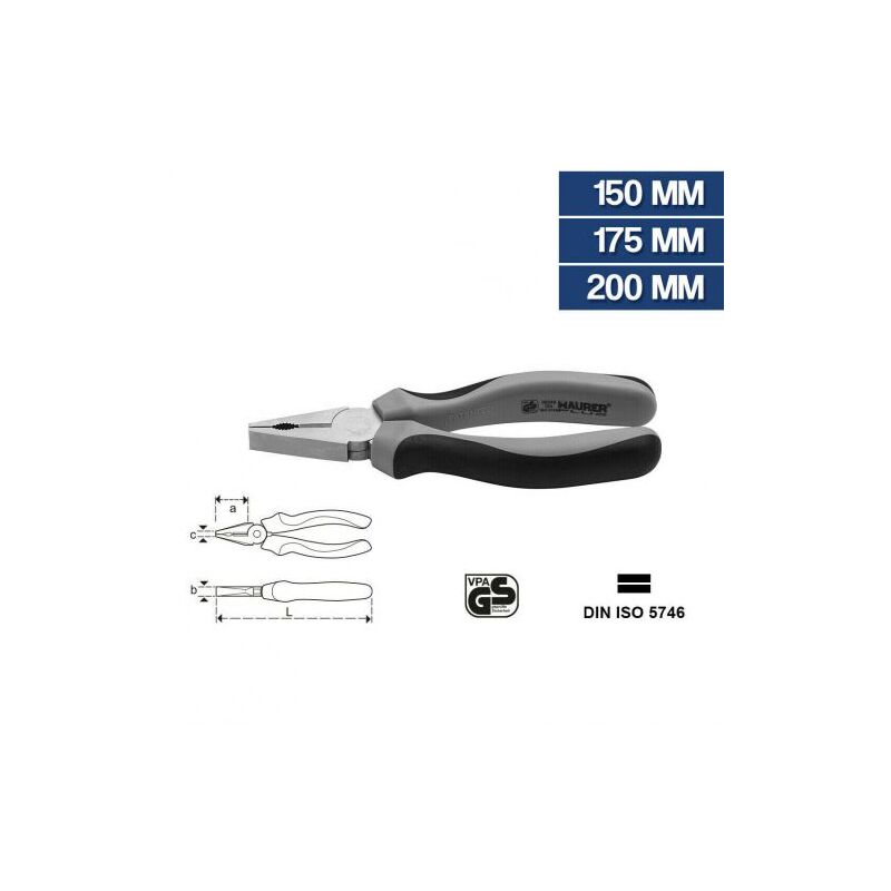 foto del prodotto pinza universale maurer in acciaio cromo vanadio varie misure 15080v 150 mm 15080 