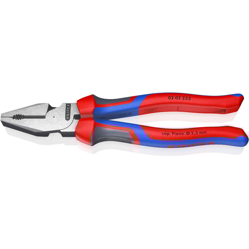 foto del prodotto pinza universale tipo forte bonderizzata nera, rivestiti in materiale bicomponente 225 mm confezione self service blister 02 02 225 sb knipex