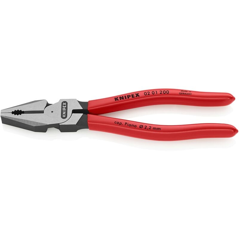 foto del prodotto pinza universale tipo forte bonderizzata nera, rivestiti in resina sintetica 200 mm confezione self service blister 02 01 200 sb knipex