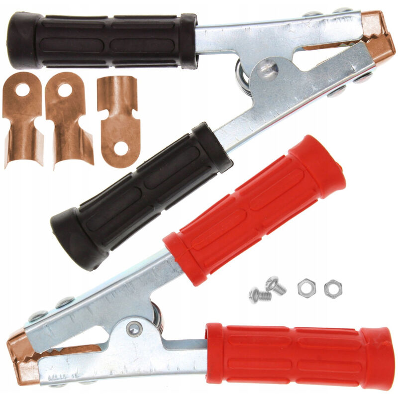 foto del prodotto pinze a coccodrillo 600a 2 pz. nero rosso isolate