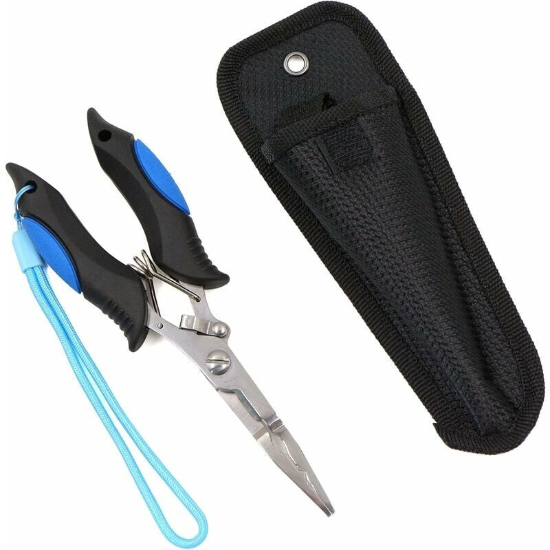 foto del prodotto pinze da pesca multifunzionali, utensili da pesca in acciaio inossidabile resistenti all acqua di mare con cordino, forbici da pesca, pinze