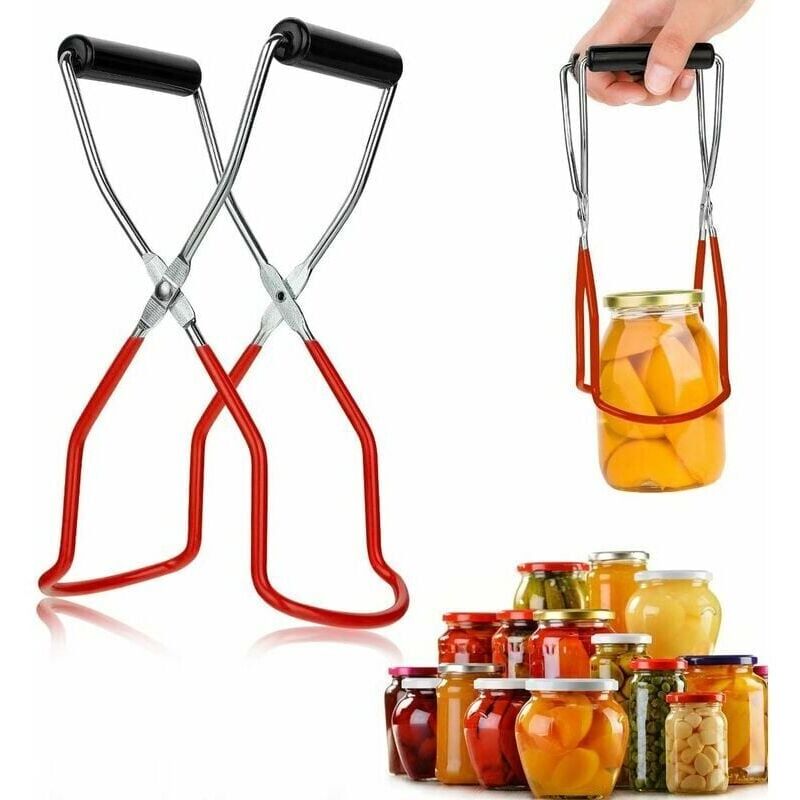 foto del prodotto pinze per barattoli, clip anti scottatura, pinza per barattoli, pinze per sollevamento barattoli in acciaio inox con impugnatura per barattoli per