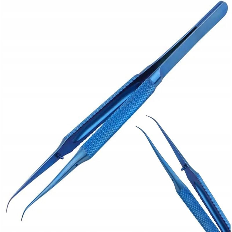 foto del prodotto pinzetta curva di precisione in titanio bt-15 blu