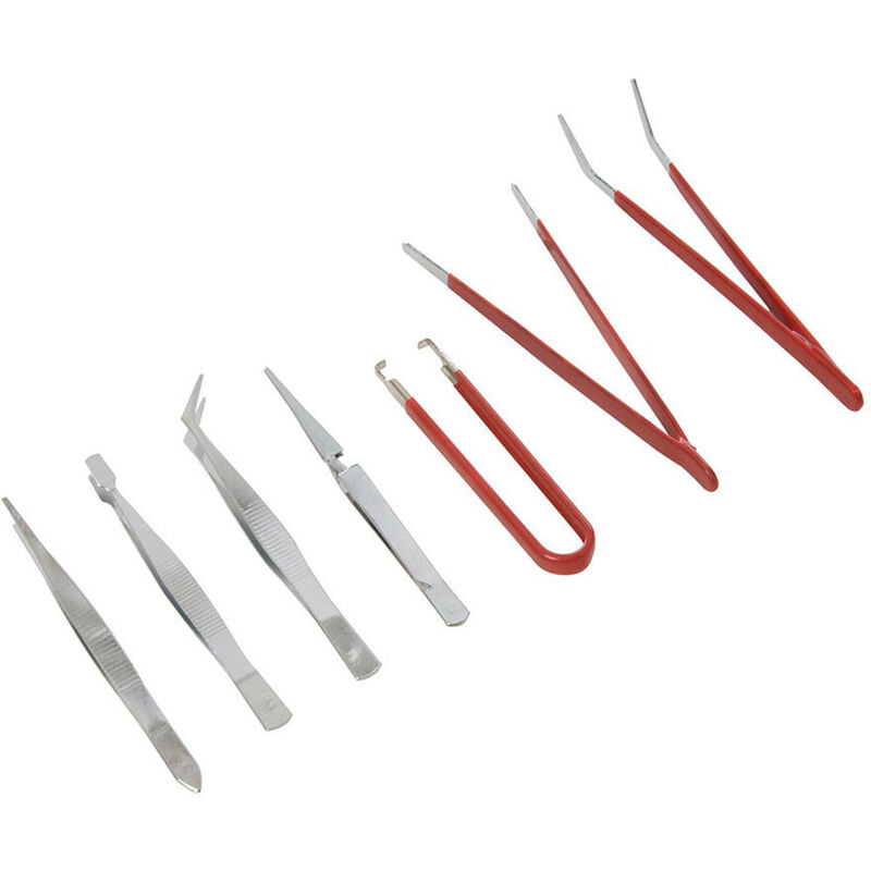 foto del prodotto pinzette in acciaio pinze industriali di precisione professionali per modellismo elettronica strumenti di riparazione 7 pezzi