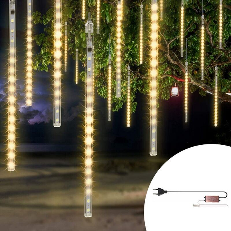 foto del prodotto pioggia di meteore luminose da 288 led bianco caldo wisdom