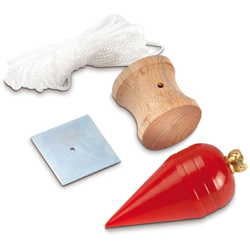 foto del prodotto piombo a pera con scassa in legno, piastrina zincata e filo in nylon 300 grammi