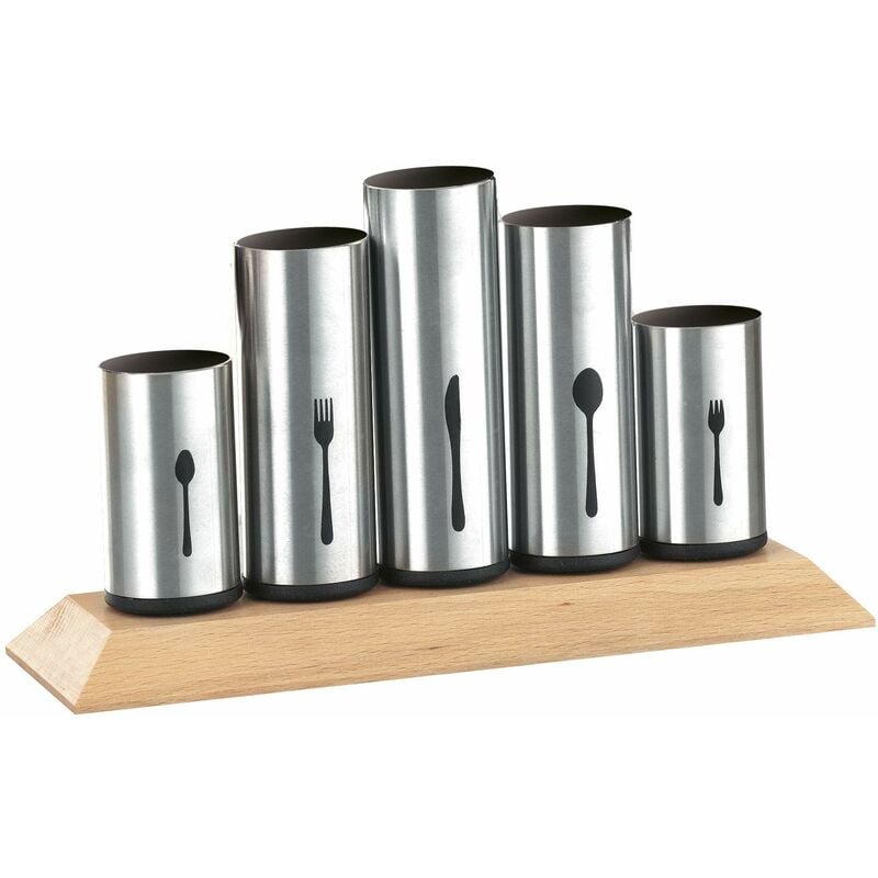 foto del prodotto pipes portaposate pipes con 5 supporti non regolabili in acciaio inox, per rispettivamente 12 coltelli, forchette, cucchiai, cucchiaini e forchette