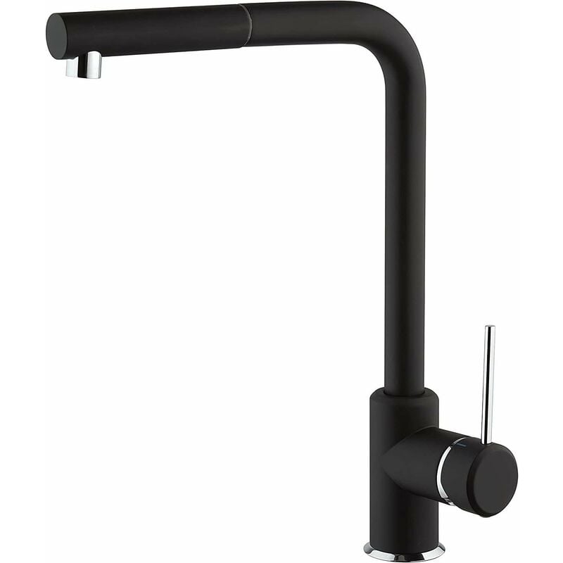 foto del prodotto piralla miscelatore lavello cucina in ottone colore nero opaco con doccia estraibile lion 0liyo103a21 nero opaco