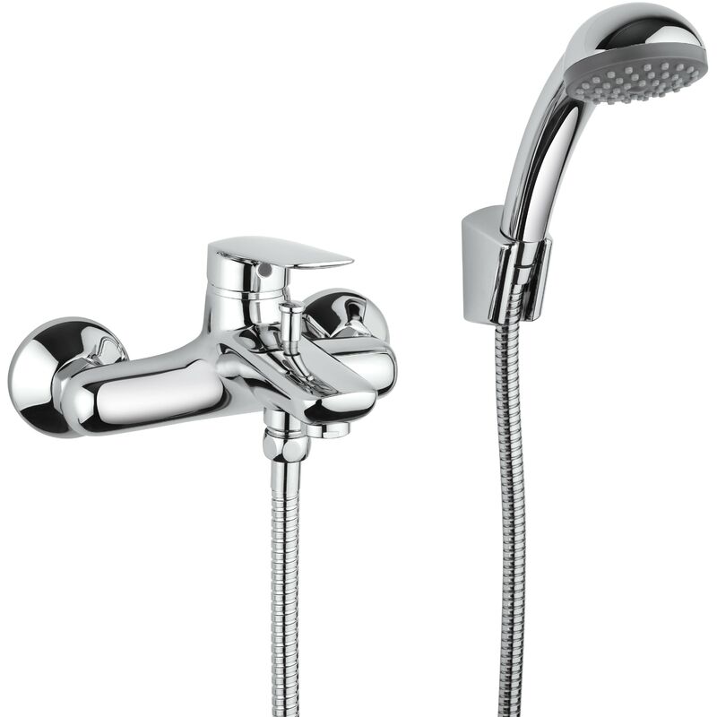 foto del prodotto piralla miscelatore vasca con supporto doccia in ottone colore cromo lago 0lg00002a22 cromo