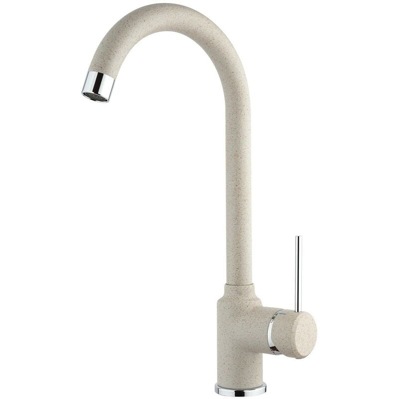 foto del prodotto piralla rubinetteria miscelatore lavello cucina in granito avena con bocca alta orientabile piralla lion 0li20104a21 granito avena