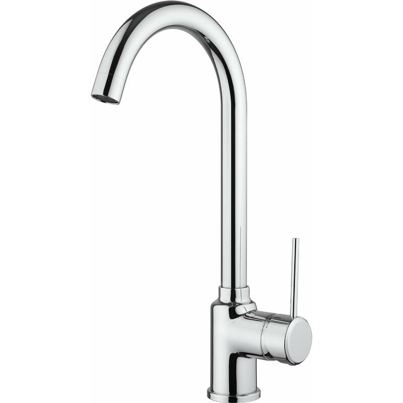 foto del prodotto piralla rubinetteria miscelatore lavello cucina in ottone cromato con bocca di erogazione orientabile piralla lion 0li00104a21 cromo