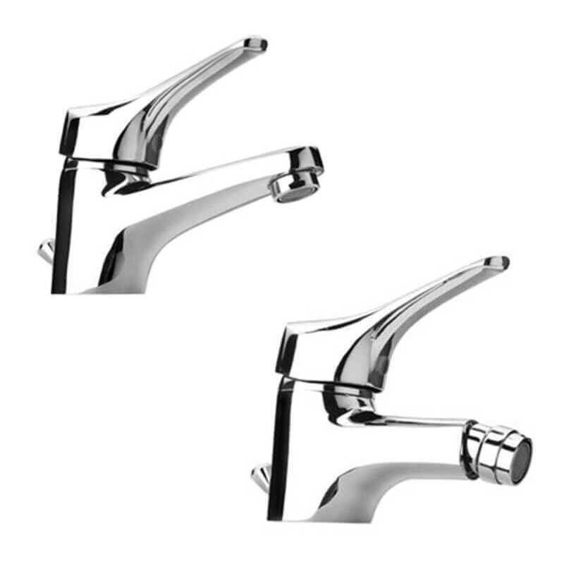 foto del prodotto piralla set miscelatori lavabo bidet ariel ottone cromato con piletta di scarico inclusa 0re00088a21 0re00094a21