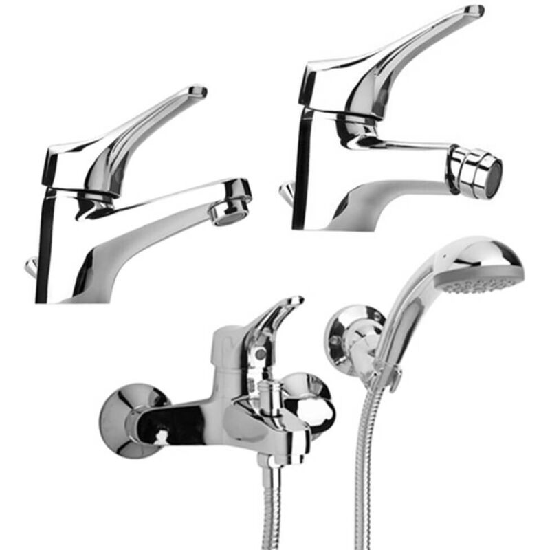 foto del prodotto piralla set miscelatori lavabo bidet gruppo vasca ariel di ottone cromato con piletta di scarico inclusa 0re00088a21 0re00094a21 0re00003a16