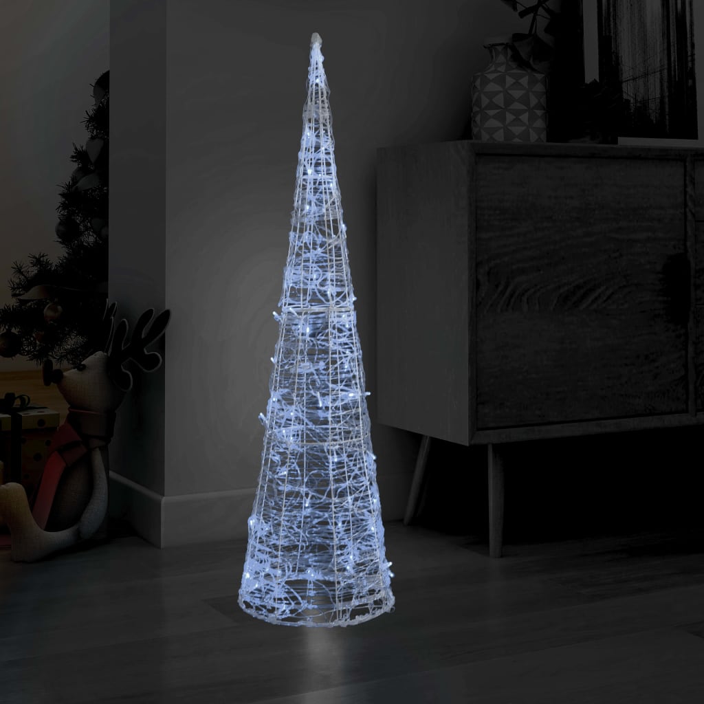 foto del prodotto piramide decorativa cono di luce led acrilico bianco freddo 120cm