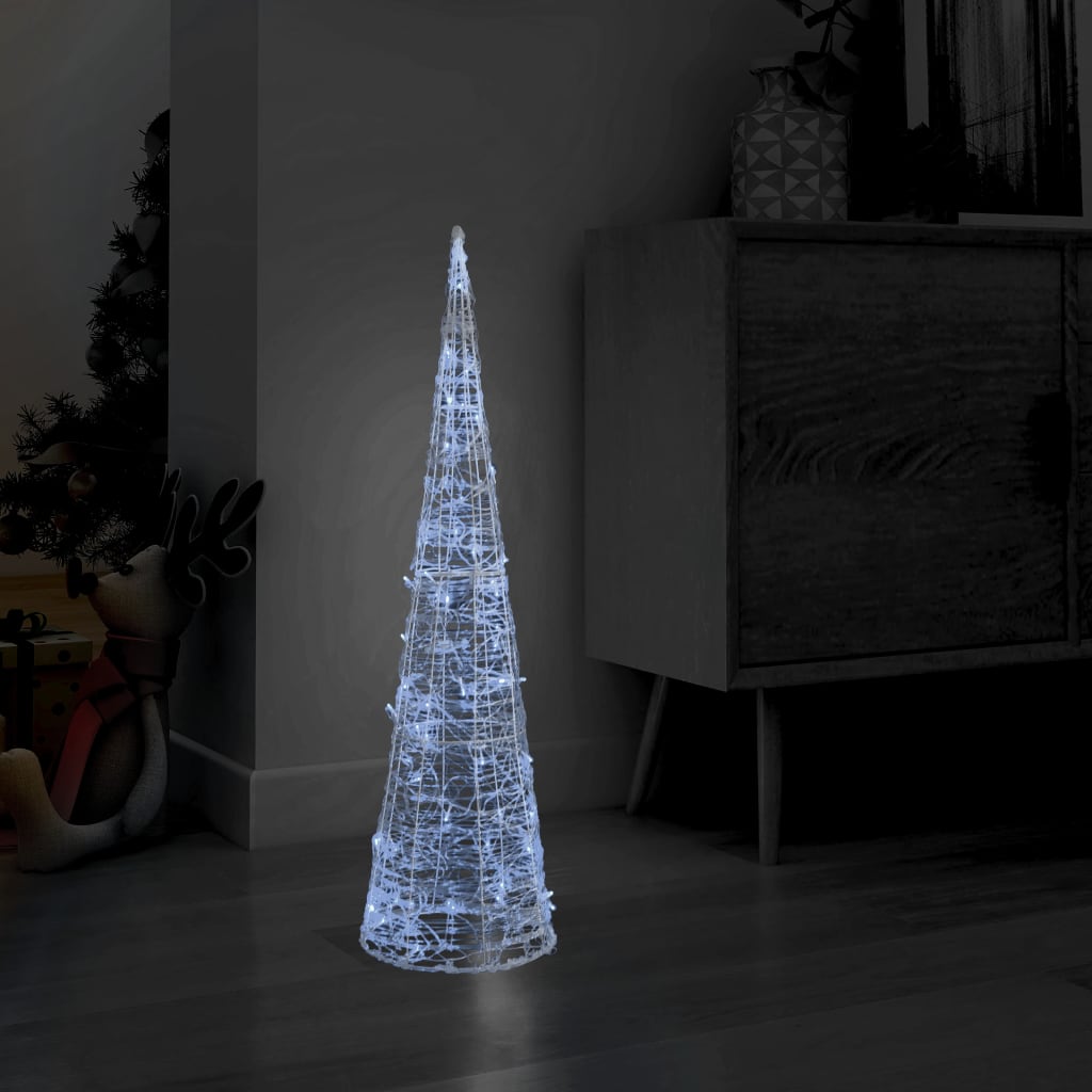 foto del prodotto piramide decorativa cono di luce led acrilico bianco freddo 90cm