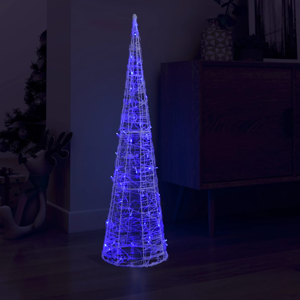 foto del prodotto piramide decorativa cono di luce led acrilico blu 120 cm