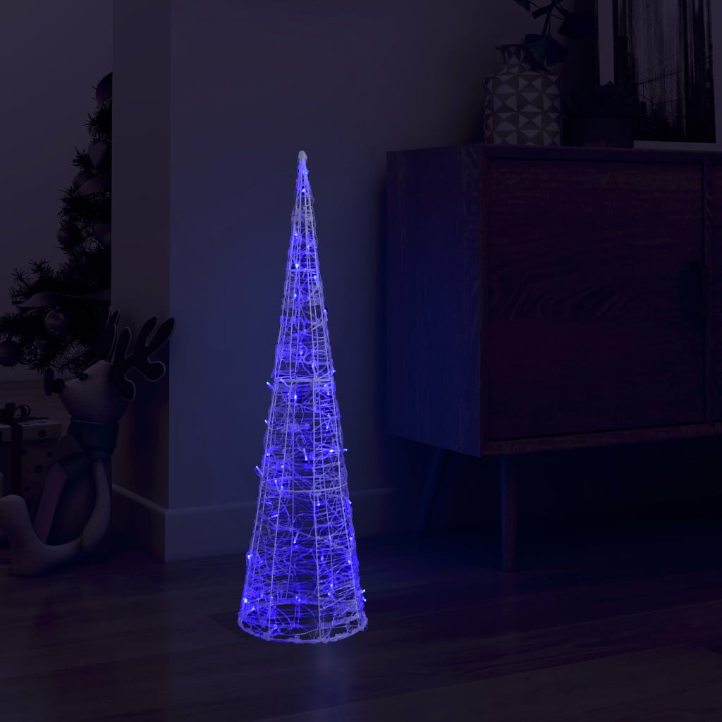 foto del prodotto piramide decorativa cono di luce led acrilico blu 90 cm