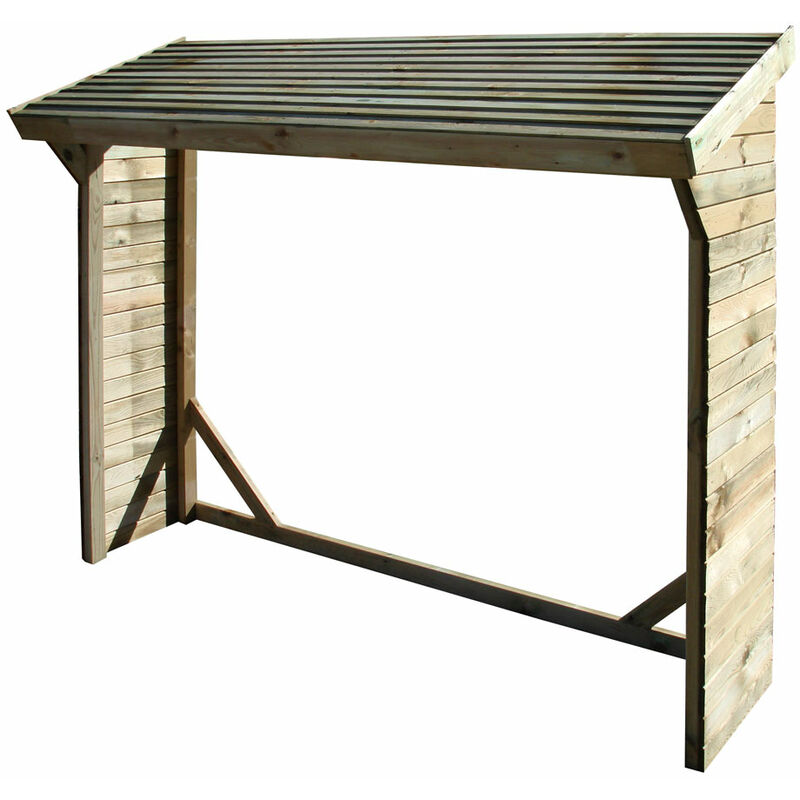 foto del prodotto pircher legnaia da esterno in legno con tetto porta legna da giardino