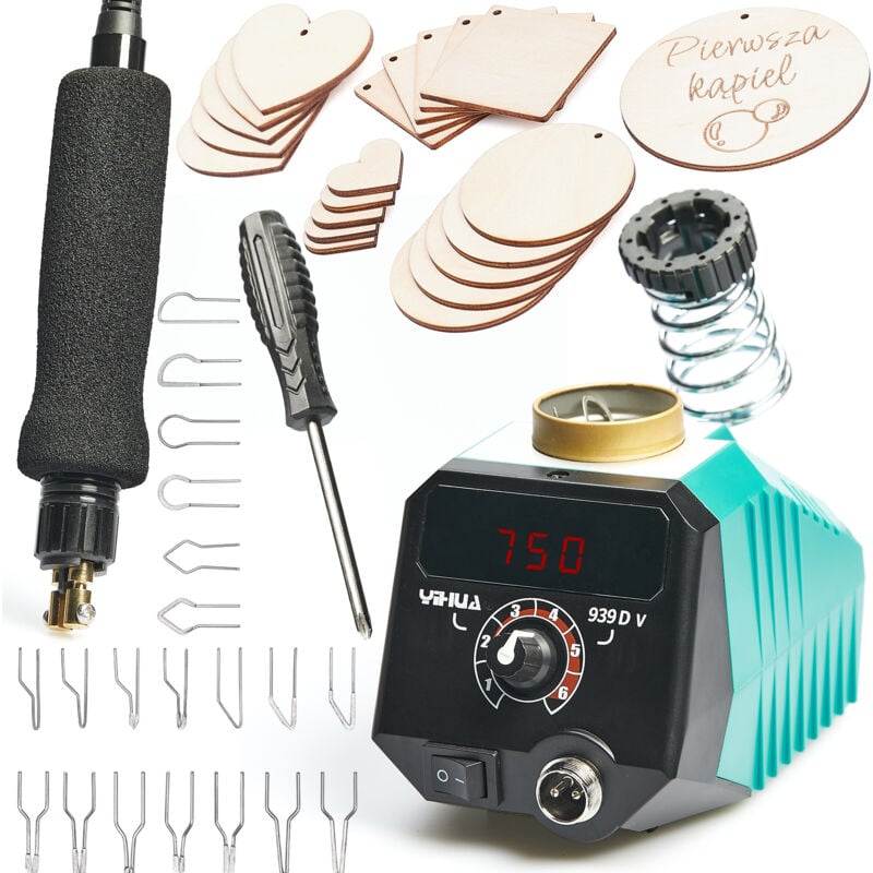 foto del prodotto pirografo bruciatore a legna yihua 939d-v set compensato pirografo 20 pz 4in1