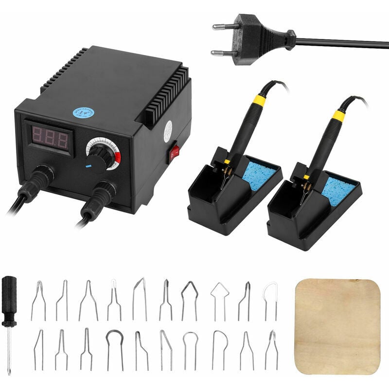 foto del prodotto pirografo elettrico multifunzione ulisem per legno di zucchino, con display digitale da 100w e 20 teste riscaldanti.