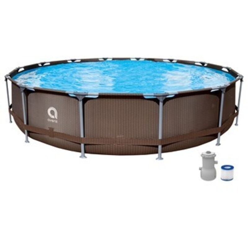 foto del prodotto piscina avenli rattan 4,27 m - grande piscina da giardino per famiglie con filtro