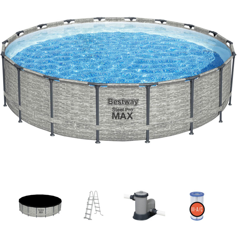 foto del prodotto piscina con struttura rotonda steel pro max effetto pietra 549x122 cm bestway 5618y